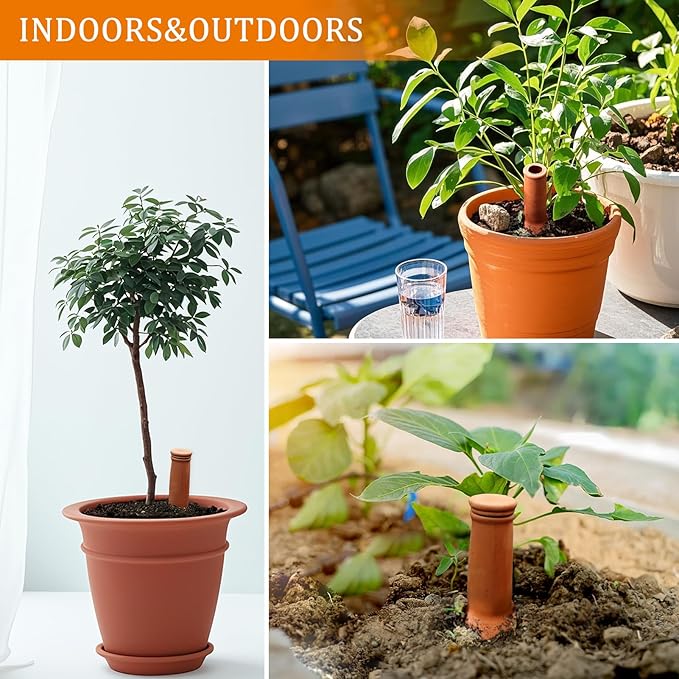 30 Oz Ollas Terracotta Watering Pots Large, Plant Watering Globes, Self-Watering Device, Terracotta Clay Watering Pot with Lid, Refill 2 Week Auto Irrigation System for Indoor & Outdoor Plant(2 Packs)