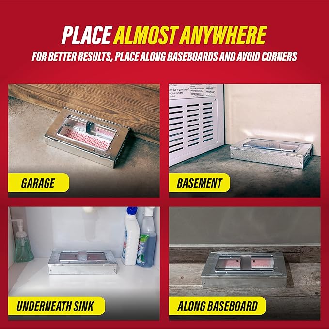 Catchmaster Multi-Catch Mouse Trap, Humane Mouse Trap Indoor for Home, Includes 1 Replaceable Glue Board, Live Catch Pest Control for Garage & Shed (White)