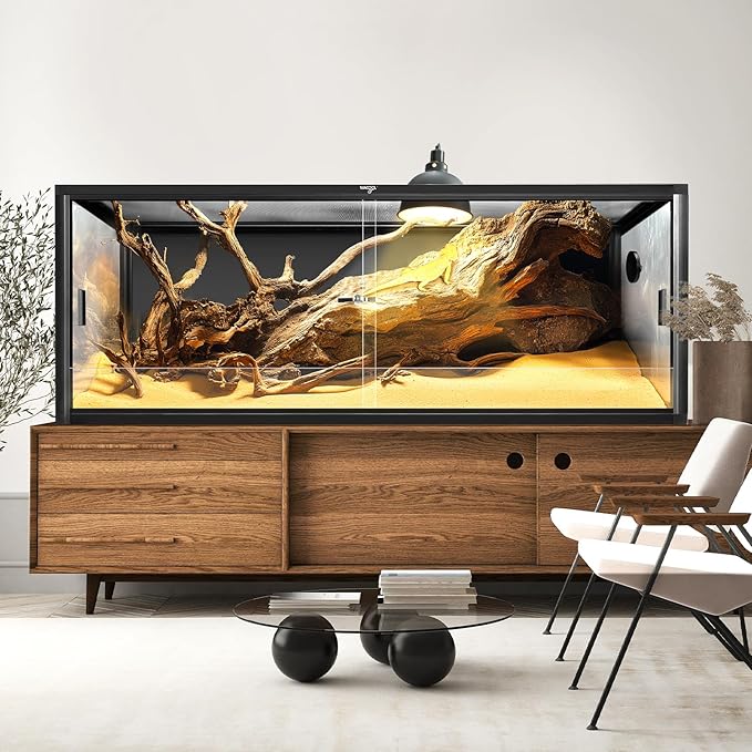 Wacool Terra 68 Gallon Reptile Tank, Large Terrarium for Bearded Dragons, Snakes, Leopard Geckos, Sliding Door & Top Ventilation, 48" x 18" x 18" Easy-to-Maintain Reptile Enclosure