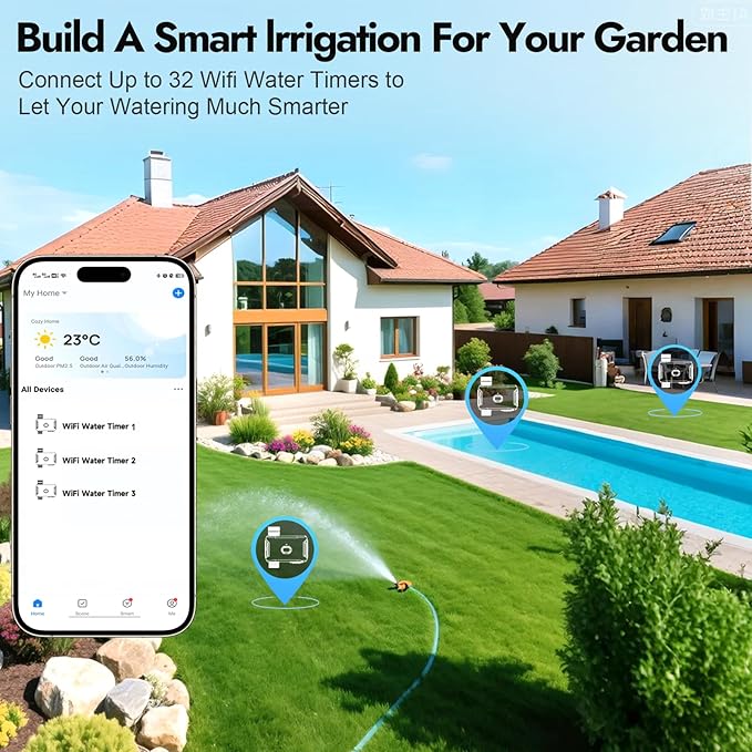 Insoma WiFi Water Timer for Garden Hose, Smart Sprinkler Timer, APP Remote Control WiFi Hose Timers, Voice Control with Alexa, Rain Delay and Manual Mode for Yard Lawn Watering
