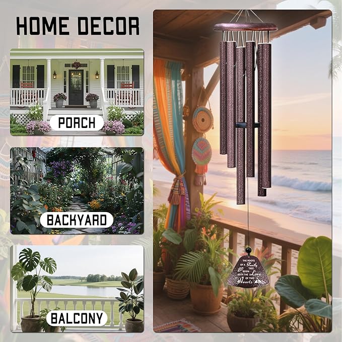 Fusui 60th Wedding Anniversary Wind Chimes Gifts, Happy 60th Anniversary Decorations Gift for Parents Couple Husband Wife, Romantic 60 Year Anniversary's Keepsake Ideas Wind Chimes for Outside 32"