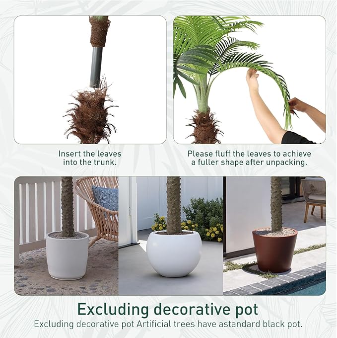 YEPDIN 7 FT Fake Palm Tree,Tall Artificial Palm Trees for Outdoor Indoor Decor,Faux Phoenix Palm Plants for Outside Patio Pool Coastal Home Office Living Room