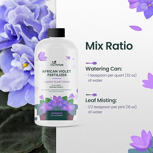 32oz African Violet Fertilizer for African Violets Live Plants - Makes 48 Gallons of Indoor Plant Food for Houseplants, Balanced Macro & Micronutrients Formula for Vibrant Blooms & Lush Foliage