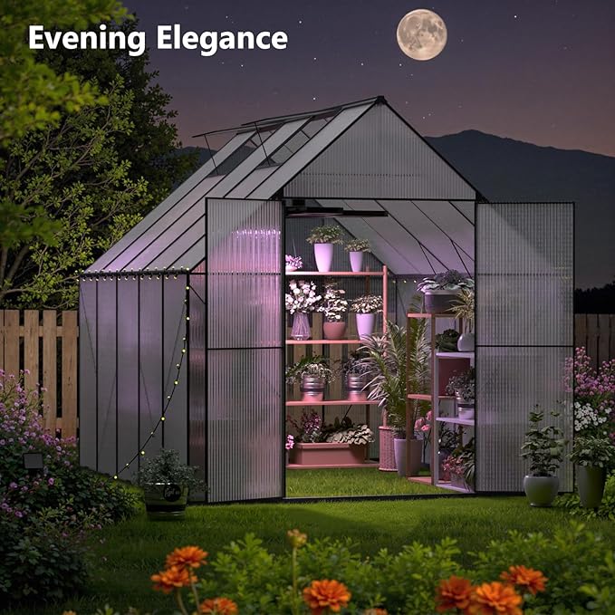 Green House for Outside, Greenhouse for Outdoor, Walk-in Garden Greenhouses, Heavy Duty Polycarbonate Greenhouse, Backyard Green Houses (8x10)