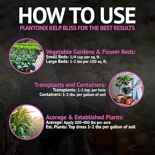 Kelp Bliss (10lbs) - Kelp Meal Organic Fertilizer for Plants, Garden Soil, Flowers, Vegetables, & Lawns - Organic Kelp Fertilizer & Soil Amendment - Natural Plant Food Rich in Vitamins & Nutrients