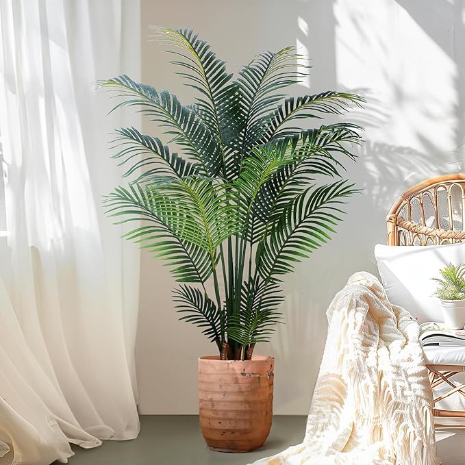 Yepdin Artificial Tropical Palm Plant - 5 Ft Artificial Tree with Plastic Pot for Office and Home Decor, Tall Faux Plants for Indoors and Outdoors, Artificial Silk Palm Housewarming Gift,K150