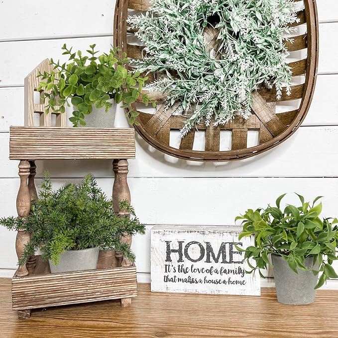 Briful 3PCS Fake Plants Potted Artificial Plants Greenery Faux Fern Eucalyptus Décor Plant for Indoor Home Office Bathroom Harmhouse Decoration