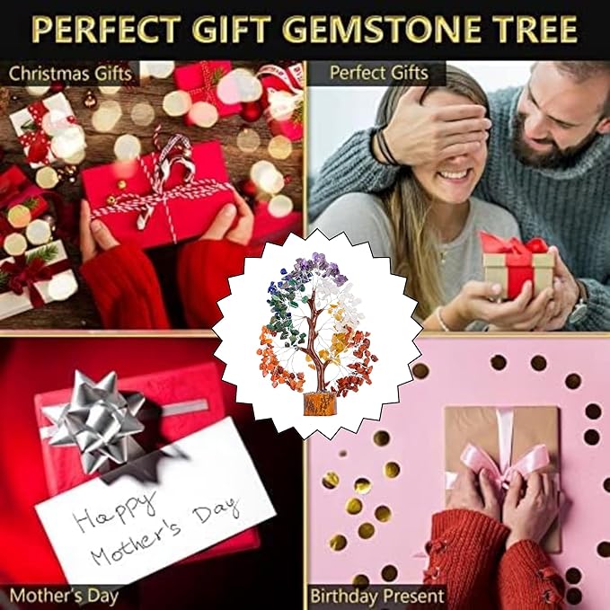 ANAYA AGATE 7 Chakra Crystal Tree Birthday Gifts for Women Healing Crystal Tree of Life Sister Birthday Gifts Room & Home Decor Gift for Mom Her Positive Energy New House Warming Gift Women Unique