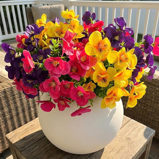 Artificial Flowers for Outdoor, Realistic Faux Plants for Outside Indoor Porch Patio Window Box Planter Home Decor (Colour Mixture)