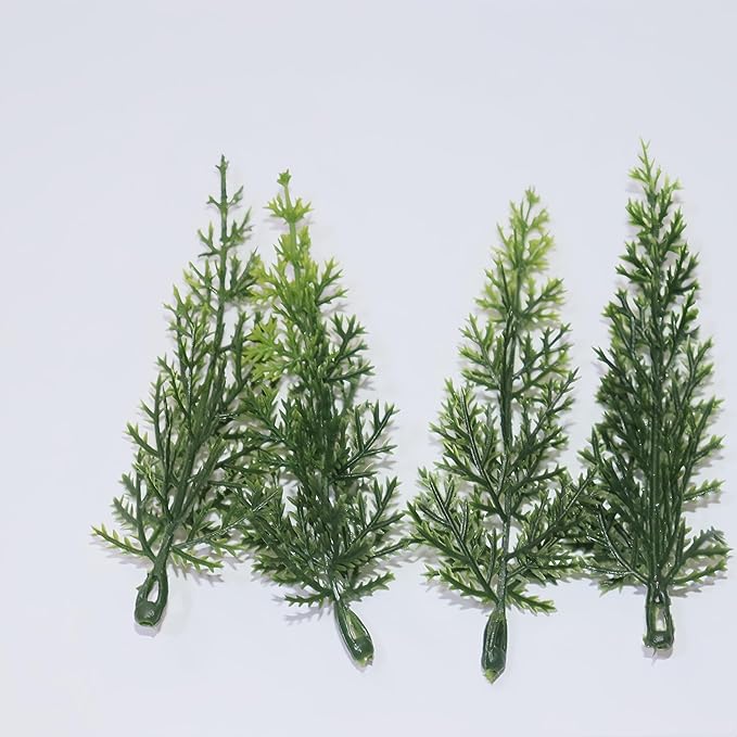 Artificial Cedar Tree Branch Accessories - 4pcs 9 Inch Simulated Tree Branch Plants, Hand Trimmed, UV Resistant, Low Maintenance, Suitable for Indoor and Outdoor Decorations (9 Inch)