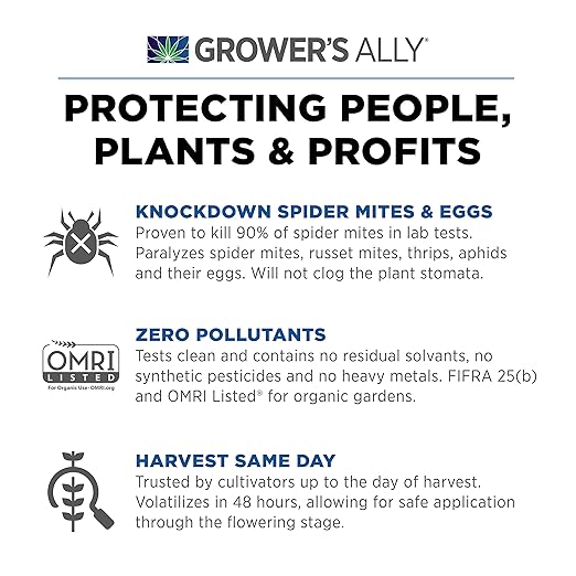 Grower's Ally Spider Mite Control Concentrate - Natural Insecticide & Spider Mites Killer for Plants Indoor & Outdoor - OMRI Listed Garden Pest Control - Bee, Pet & Kid Safe - 1 Qt, Makes 100 Gallons