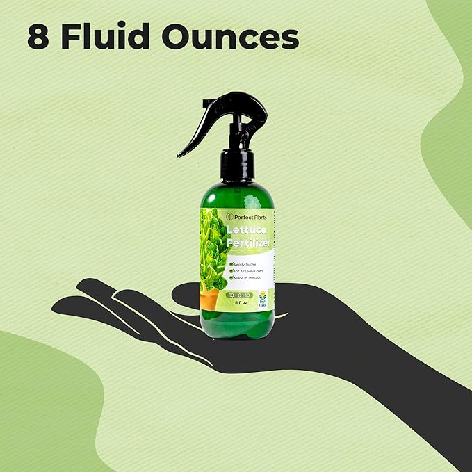 Premium Lettuce and Leafy Greens Fertilizer by Perfect Plants | Liquid Spray Plant Food for Outdoor and Indoor Gardens | Professional Spray Fertilizer 10-0-10 (8 fl oz)