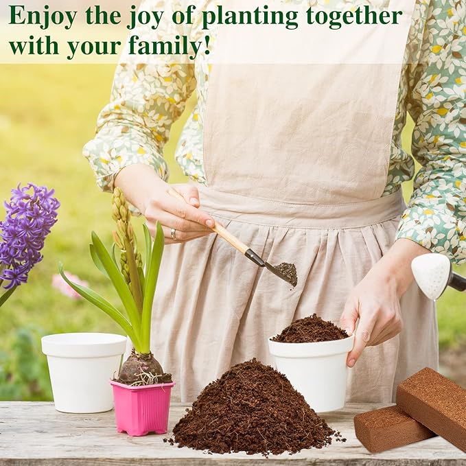 ZeeDix 1 Pack Coco Coir Brick, 100% Organic Compressed Coco Coir Brick Seed Starter Potting Soil for Plants, Premium Coconut Fiber Substrate with Low EC & pH Balance for Gardening Flower Herbs