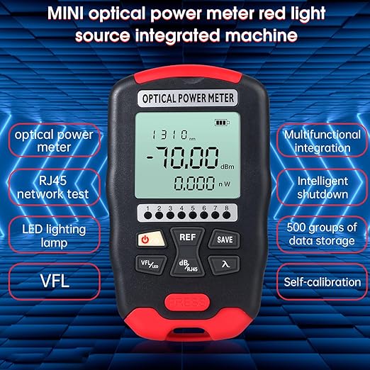 Duogalia Fiber Optic Tester Portable Fiber Light Meter FC/SC/ST Universal Interface Fiber Tester Built-in 15Km Visual Fault Locator (OPM&VFL) with 1pc FC to LC Adapter
