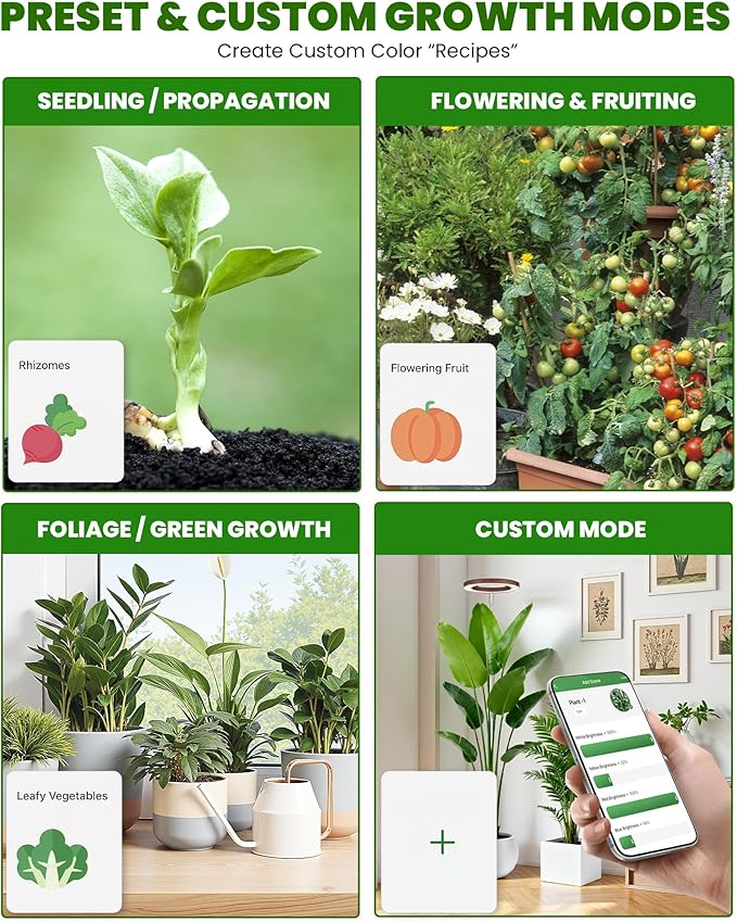 yadoker Plant Grow Light, Smart Plant Light Compatible with Alexa,Google for Indoor Plants,Height Adjustable,Customized Light Brightnesss,Multiple Timers
