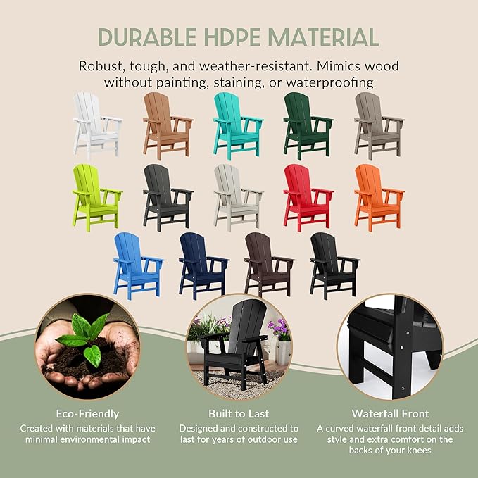 WestinTrends Malibu Malibu Outdoor Patio HDPE Plastic Adirondack Dining Chair Black