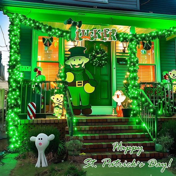 Minetom 6 Pack Fairy Lights Battery Operated String Lights - 7ft 20 LED Waterproof Silver Wire Firefly Lights for St Patrick's Day Decor DIY Crafts Wedding Table Centerpieces, Green