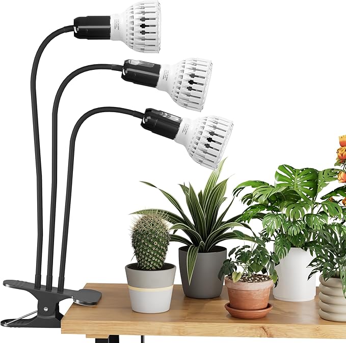 GooingTop Grow Light,36W (240Watts Equiv) 5000K White Full Spectrum LED Growing Lamp Clip on Desk for Indoor Plants,Bulbs Replaceable & Non-dimmable