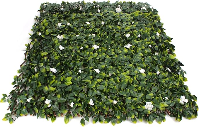 3rd Street Inn™ Leaf Trellis - Bamboo Greenery Panel - Boxwood and Ivy Privacy Fence Substitute - DIY Flexible Fence Panel (4, White Rose Rattan)