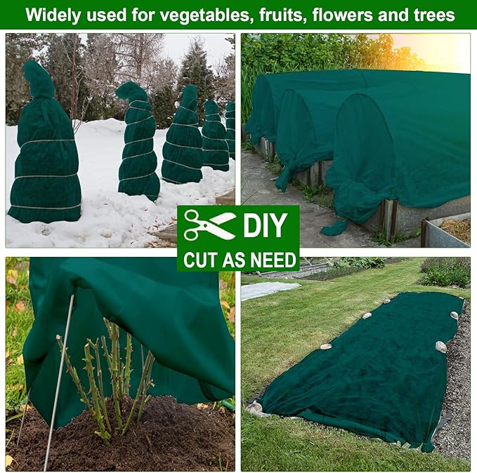 Green Plant Covers Freeze Protection, 10 x 33Ft Frost Blankets for Outdoor Plants Frost Cloth Plant Freeze Protection Cover Floating Row Cover Garden Fabric for Frost/Pest Protection
