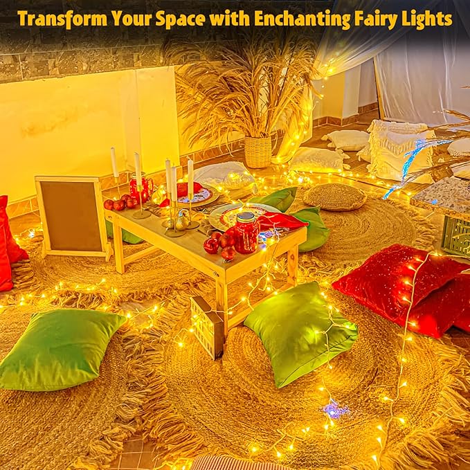String Lights Outdoor Waterproof 9.8ft 30 LED, Warm White Fairy Lights Battery Operated(Not Included) with Timer Clear Wire for Indoor & Outdoor Decorations Garland 2 Packs