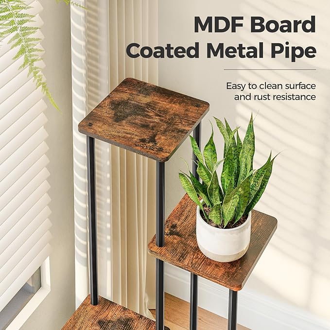 Bamworld 4 Tier Plant Stand Small Plant Shelf for Indoor Plants Corner Flower Stand Wooden Plant Holder for Balcony Living Room Bedroom Brown