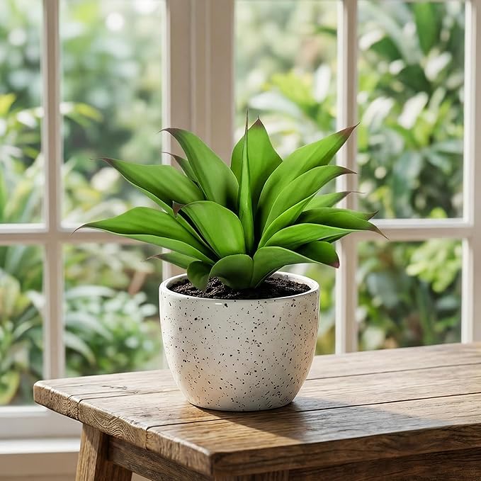Fake Plants Artificial Agave Plants,Large UV Resistant Fake Agave Planters for Indoor and Outdoor Decorating Tropical Plant Succulents Greenery Indoor Decor13.8 (2Pack, Dark Green)