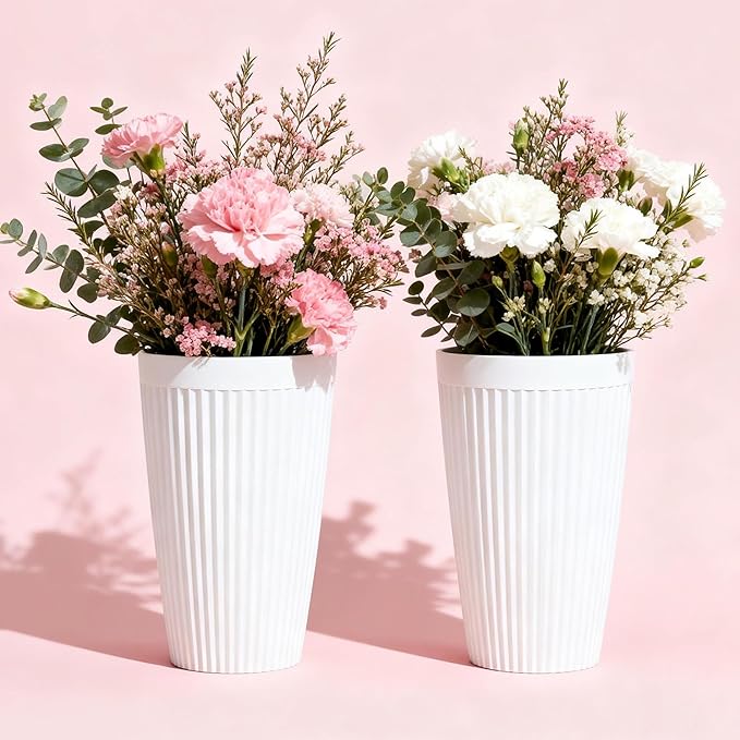 Ultym 20" Tall Planters for Indoor Outdoor Plants (Set of 2), Cement-Look Large Flower Pots, High-Desity Resin Planters, UV-Protected Outdoor Pots for Garden, Balcony, Porch or Living Room Decor