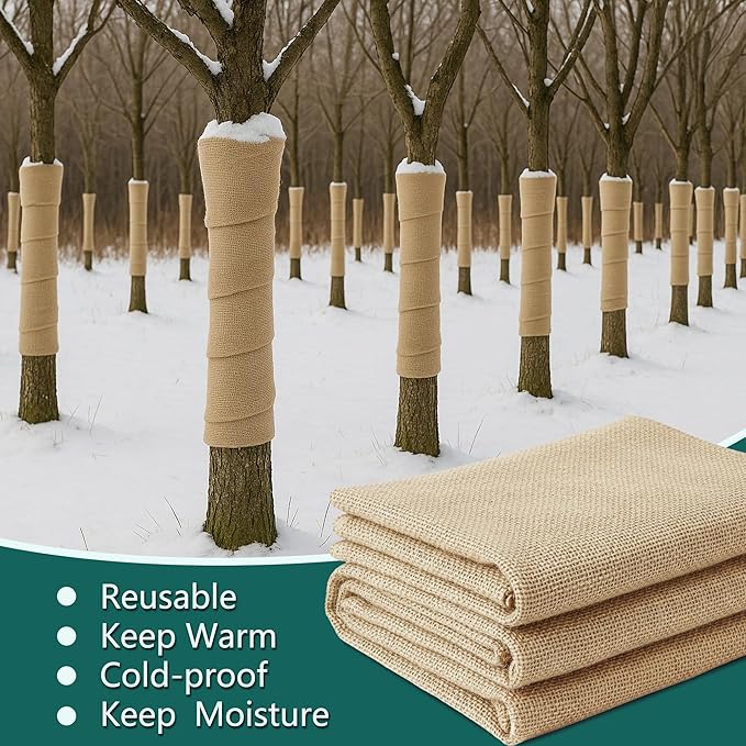 Nature Burlap Fabric Roll, Burlap Tree Wraps Trunk Protector, Winter Frost Plant Blankets Cloth, Landscape Weed Barrier Fabric, Erosion Control Blankets, DIY Garden Raised Bed Liners (40 Inch x 33 Ft)