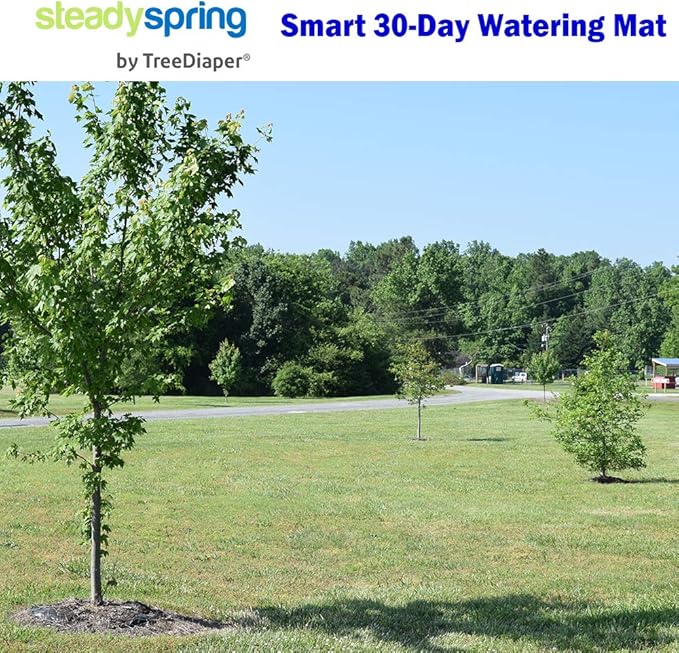 SteadySpring® Smart 30+Day Tree Watering Mat Auto Refills with Rain for Trees with ~20 in (16 in to 23 in) Root Ball - Watering Mat Plus Weed Barrier and Frost Protection Blanket (4)