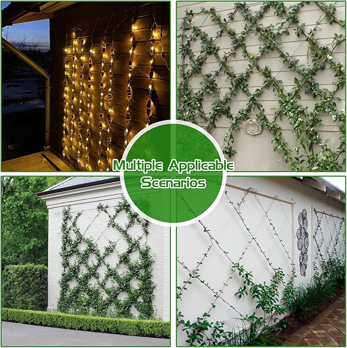 PLANTOP Wire Trellis for Climbing Plants Outdoor, 20 Set Wall Trellis Kit with 1/8" x 164ft Stainless Steel Cable, T316 Cylindrical Espalier System Cable Trellis Kit for Green Wall Fence DIY Projects
