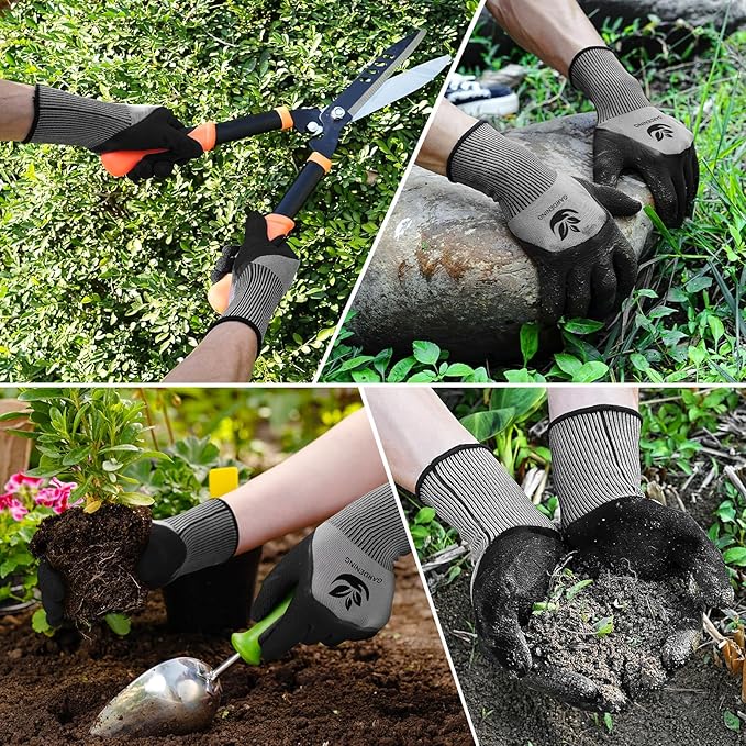 Trifabricy Garden Gloves for Women/Men - 6 Pairs Latex Gardening Gloves with Grip, Protective Work Gloves for Lawn Yard