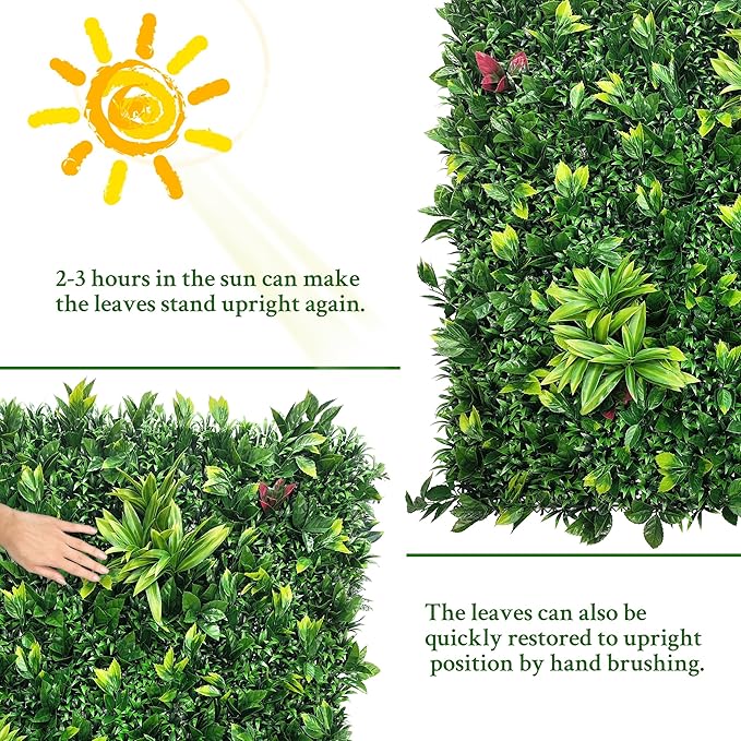 ODTORY Artificial Boxwood Panels: 40" x 120" (33.5 sqft) UV-Anti Fake Grass Ivy Privacy Hedge Greenery Backdrop Fence Wall Screen for Garden Fence Covering Privacy, Outdoor Indoor Home Decor