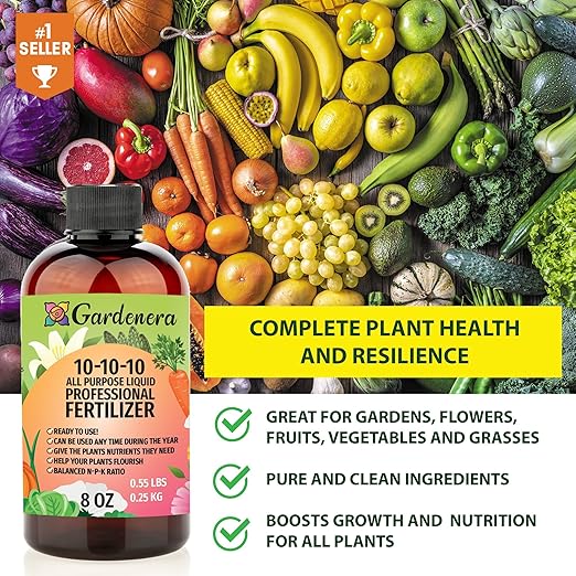 ππππππππππ Professional 10-10-10 All Purpose Liquid Fertilizer Concentrate - Plant Food Concentrate for Lawns, Trees, Plants, Vegetables, Fruits & Flowers - Makes 48 Gallons - (8 OZ)