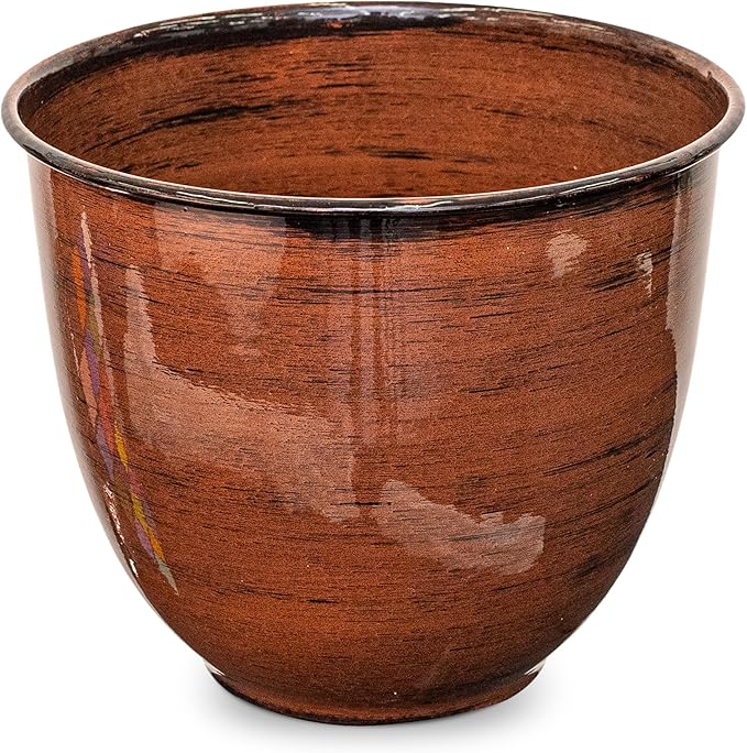 Headwind Glazed Ironstone Hamilton Collection Decorative Plant Pot – 6" Chestnut Brown Pot – Lightweight & Durable with Drainage Flower Pots for Indoor Plants & Outdoor Planter Use by Robert Allen