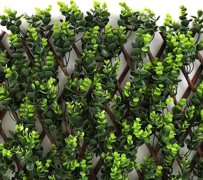 3rd Street Inn™ Leaf Trellis - Bamboo Greenery Panel - Boxwood and Ivy Privacy Fence Substitute - DIY Flexible Fencing (4, Wintergreen)
