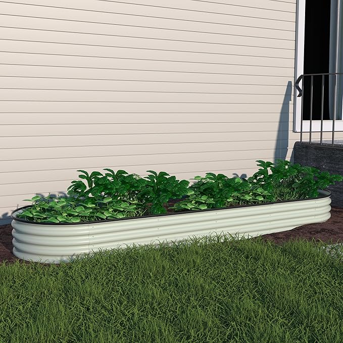 BlueWish 11.1” H Raised Garden Bed, Galvanized Raised Garden Bed with Bottomless, Rubber Strip, 9-in-1 Modular, Raised Planter Box Outdoor for Vegetable, Flower