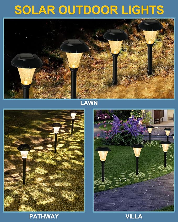 LAMTREE Solar Pathway Lights,6 Pack Solar Lights Outdoor Waterproof,Outdoor Solar Lights for Yard,Lawn,Patios, Garden,Landscape,Walkway,Driveway