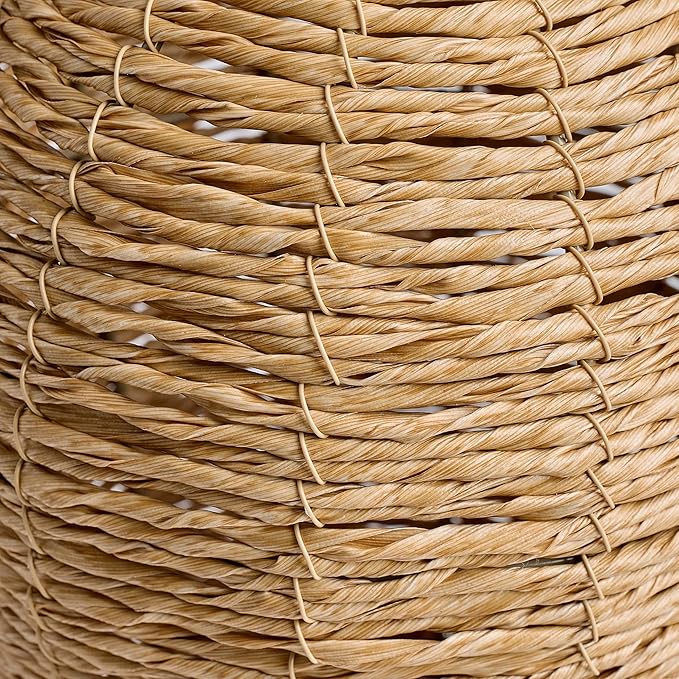 15" Woven Faux Seagrass Floor Vase – Large Decorative Planter, Indoor Greenery Display