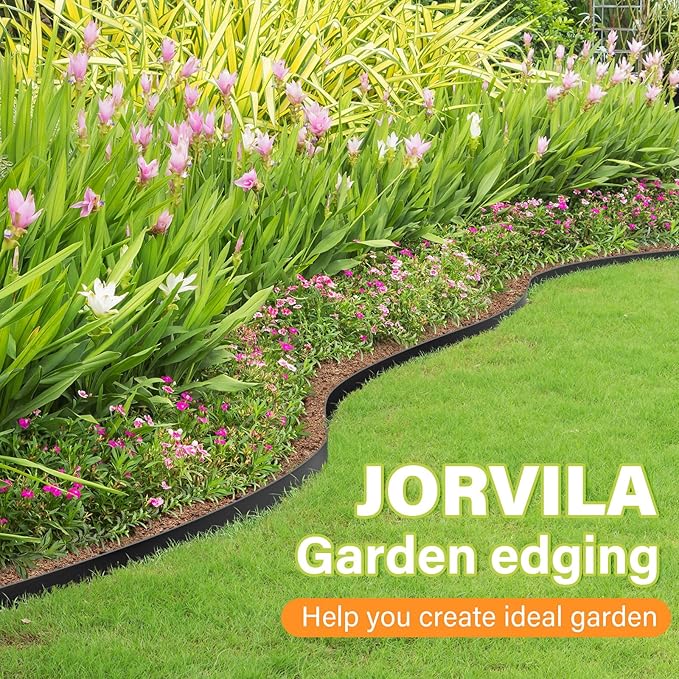 Landscape Edging, 1.5" x 40' Plastic Garden Edging with 40 Pcs Metal Spikes, Flexible Garden Border for Lawn, Landscaping, Flower Beds