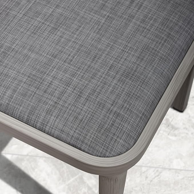 PURPLE LEAF 2 Pieces Outdoor Dining Chair All-Weather Wicker Aluminum Frame Patio Dining Chair for Lawn Garden Backyard Deck with Cushion, Gray
