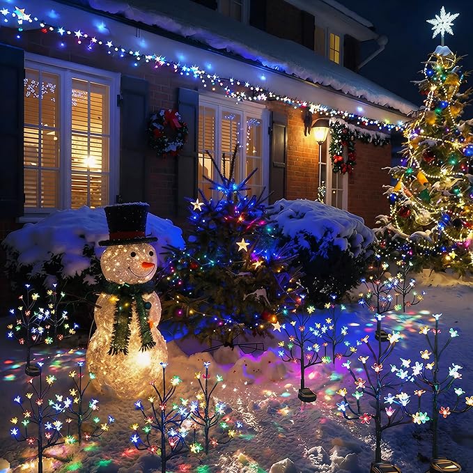 IUEECEN Solar Garden Lights Waterproof, Solar Lights Outdoor Decorative 8Pack,160Led Solar Powered Flowers Garden Decor,Fairy Light for Yard,Pathway,Outside Decorations,Gardening Gifts for Women Mom
