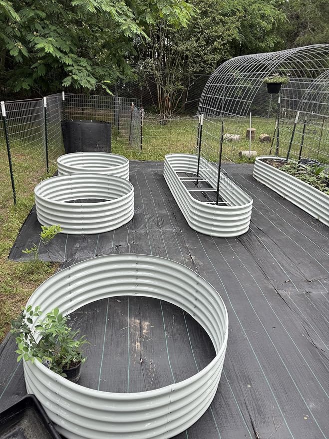 A ANLEOLIFE 5-Piece 18 Inch Tall Raised Garden Beds Kit, Large Oval & Small Oval Combo Metal Planters – Ideal for Backyard Vegetables Flowers Herbs