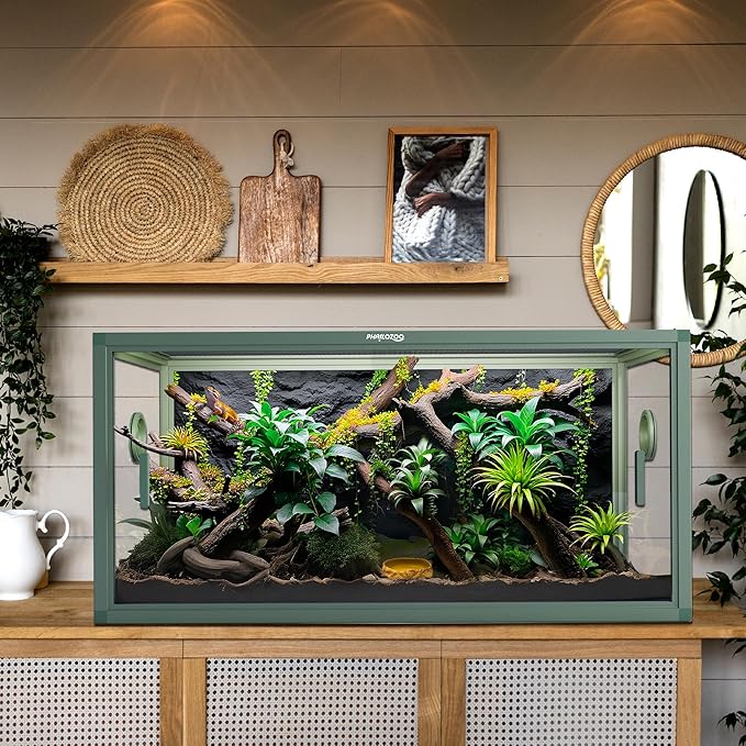 Phailozoo 50 Gallon Bearded Dragon Tank, Reptile Enclosure for Easy Maintenance, Front Opening Reptile Tank with Top Screen Ventilation & Glass Sliding Door 36''x18''x18''