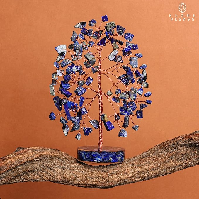 Crystal Tree for Home and Office Decor, Lapis Lazuli Chakra Healing Stones Handmade Feng Shui Bonsai Tree of Life for Positive Energy, Money, Good Luck, Christmas Decor, Birthday Gifts for Women, Mom