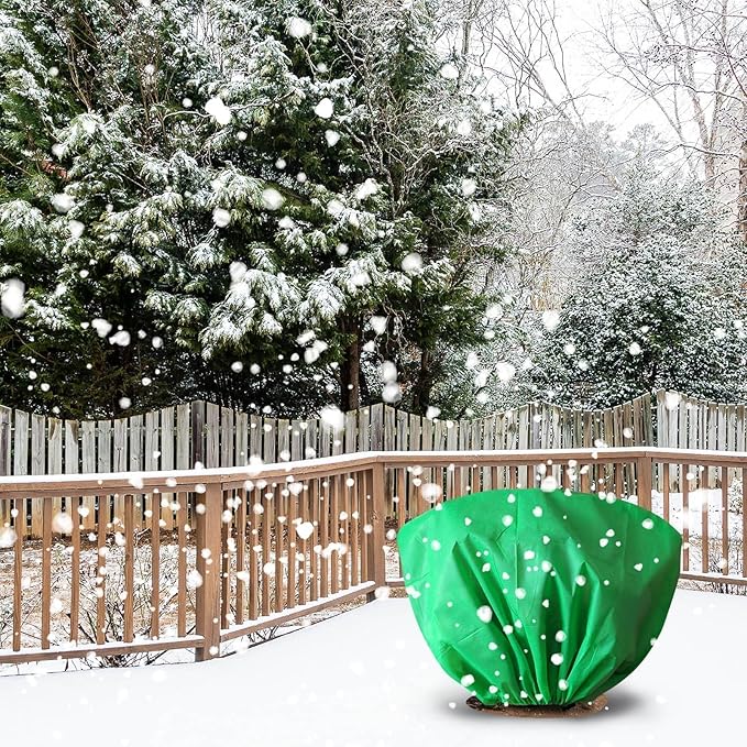 EYNDYN 8 Pcs Plant Covers Frost Protection Bag 39.3" x 19.6" Winter Reusable Plants Jacket with Drawstring Shrub Protection Wraps Bags Frost Blanket for Winter Outdoor Garden Plants