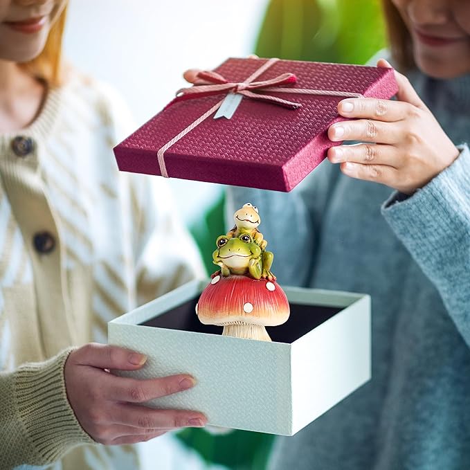 Leekung Turtle Riding Frog Sitting On Mushroom for Garden Decor, Frog Statue&Mushroom Figurines for Outdoor Garden Backyard Yard Porch Patio Lawn, Spring Decorations Gardening Gifts for Women Unique