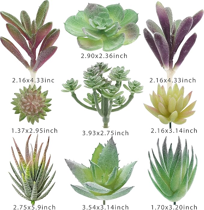 Artificial Succulent Plants - 18 Pack - Premium Fake Plants - Double Flocked Succulents - Realistic Textured Cactus - Face Succulent Plants - Mini Faux Succulents - Face Plant Decor