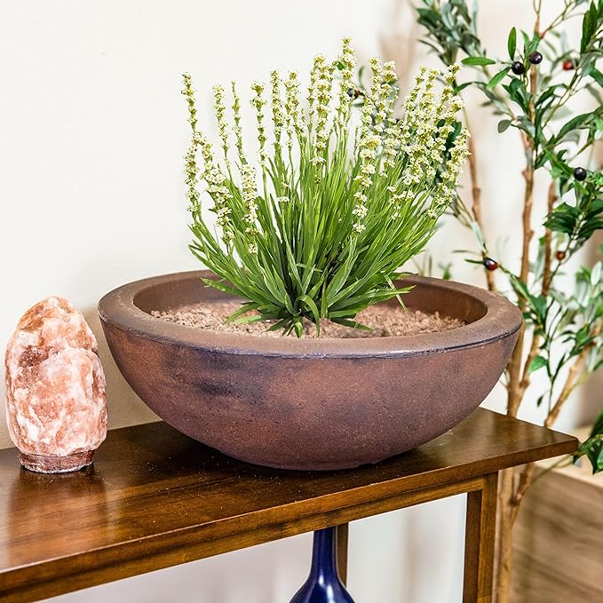 Sunnydaze Percival 20.75" Shallow Outdoor Planter Bowl for Flowers and Succulents - Polyresin Double-Walled Design - Rust - Set of 4