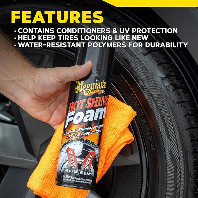 Meguiar's Hot Shine Tire Foam, 19 Oz, 3 Can/Pack, 4 Pack/Case